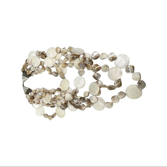 • Mother of Pearl Five Strand Necklace • - Picture 10 of 13